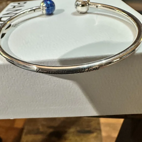 Authentic Pandora Silver Classic "You Mean The World To Me"Open Bangle, SZ17.5CM - Picture 9 of 9